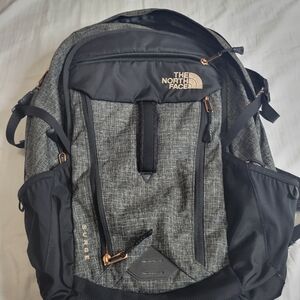 The North Face Surge Womens Charcoal Gray and Rose Gold  Backpack